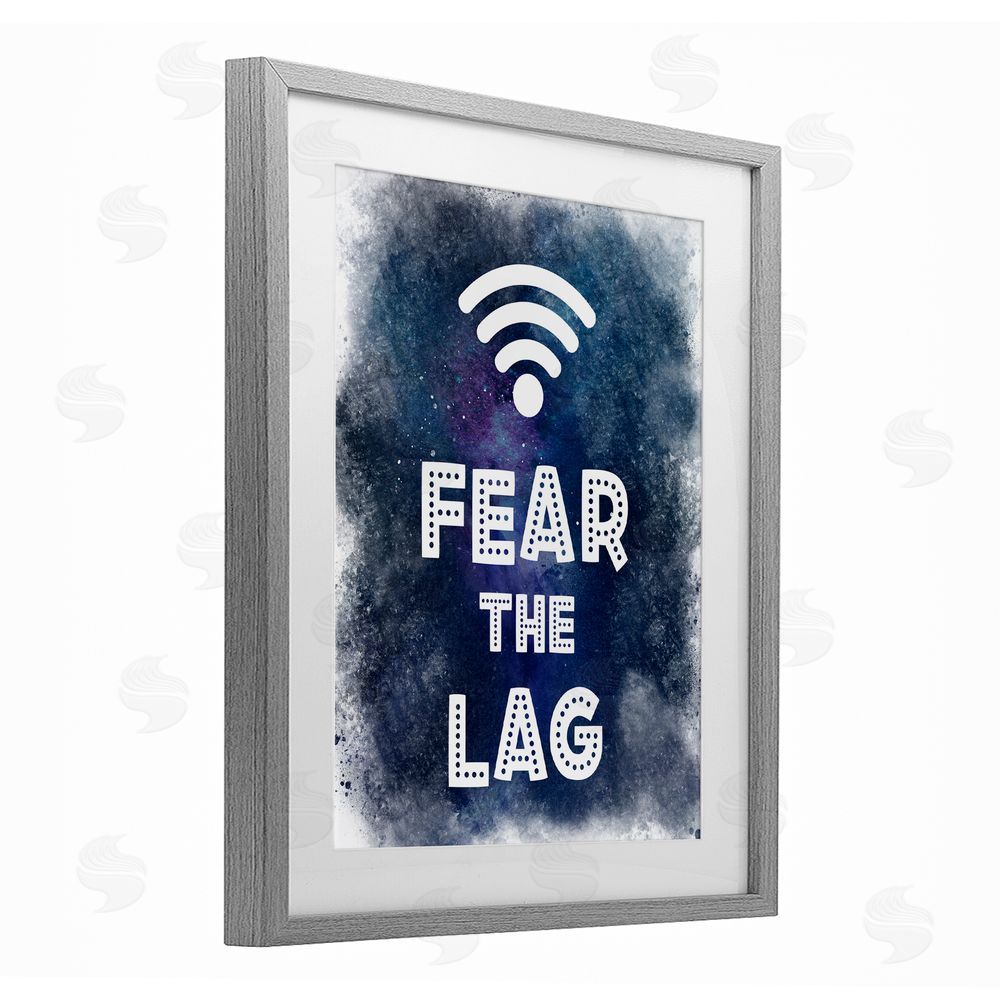 Marcus Prime Fear The Lag Gamer Splash Gray Framed Print Under Glass with White Mat Wall Art