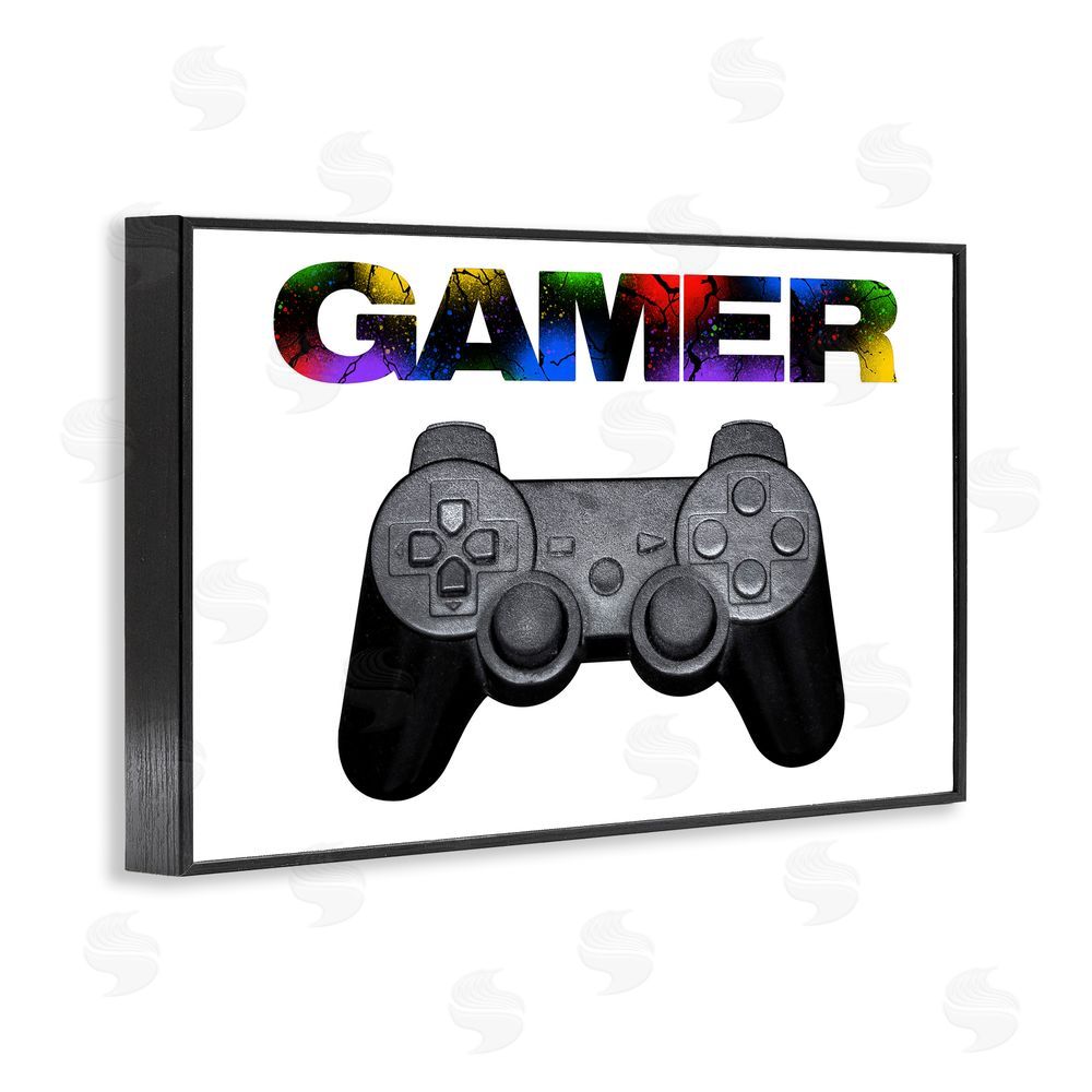 Marcus Prime Gamer with Rainbow Splatter Black Framed Giclee Wall Art Print