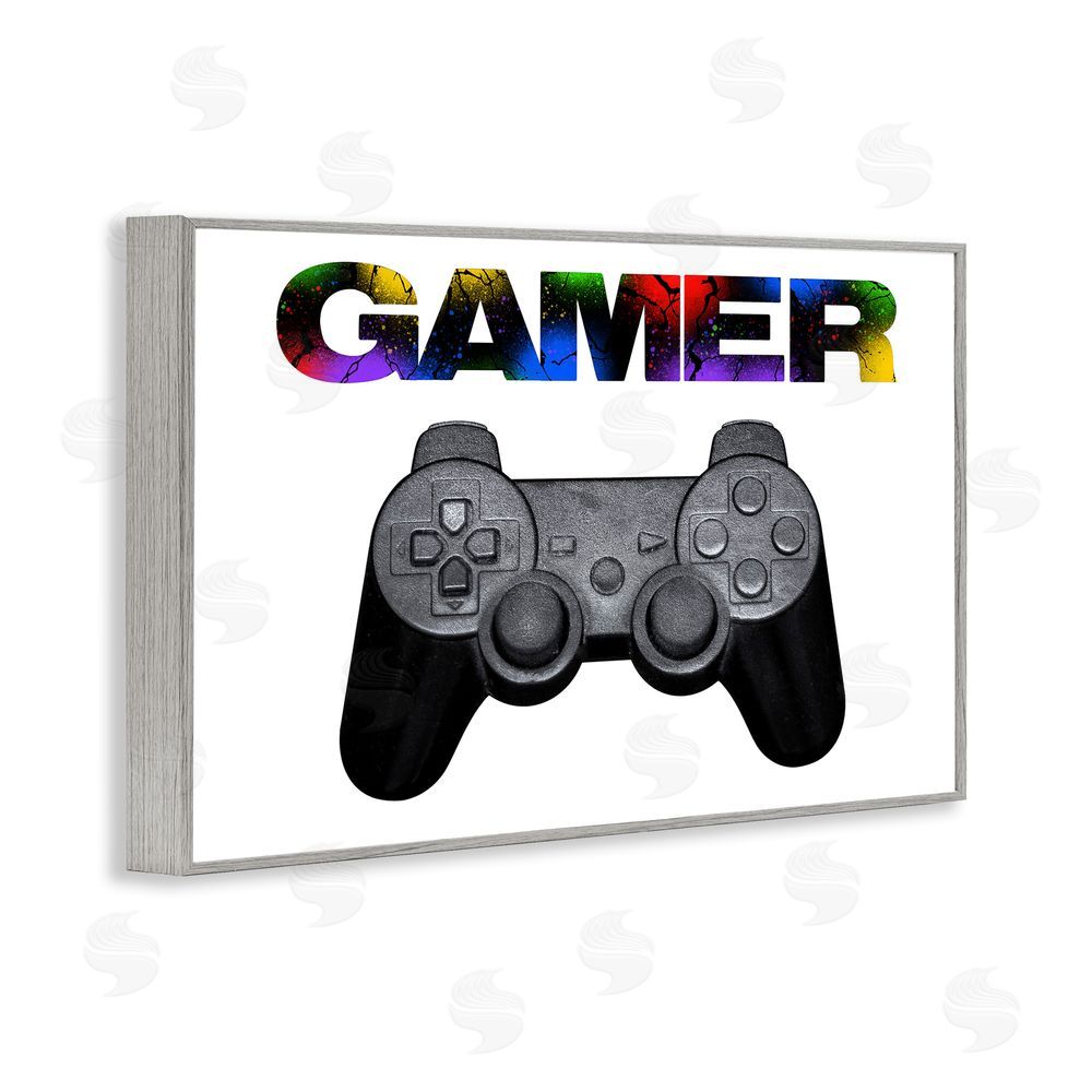 Marcus Prime Gamer with Rainbow Splatter Gray Framed Giclee Wall Art Print