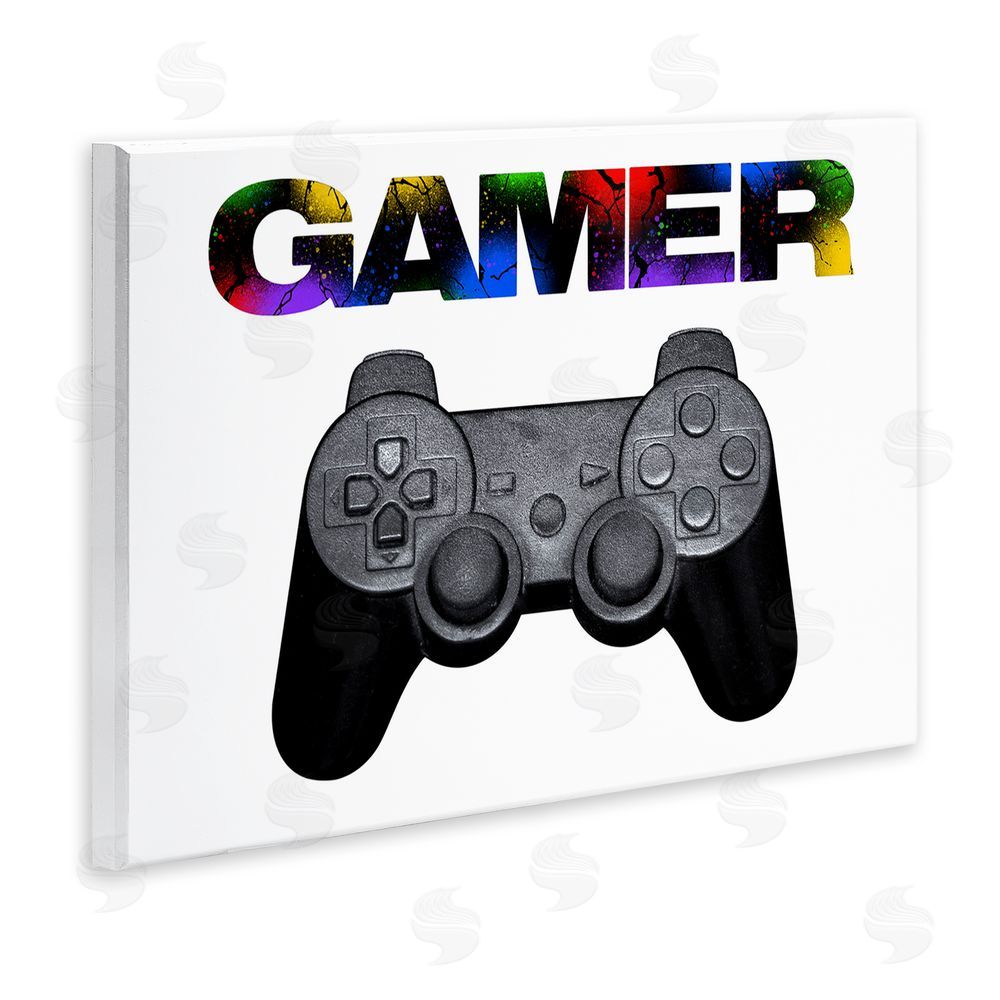 Marcus Prime Gamer with Rainbow Splatter Wall Plaque Art Print