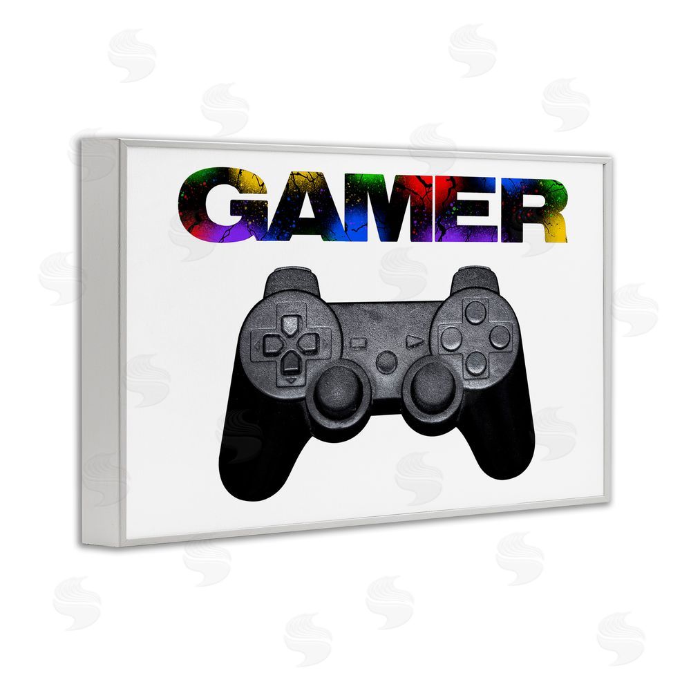 Marcus Prime Gamer with Rainbow Splatter White Framed Giclee Wall Art Print