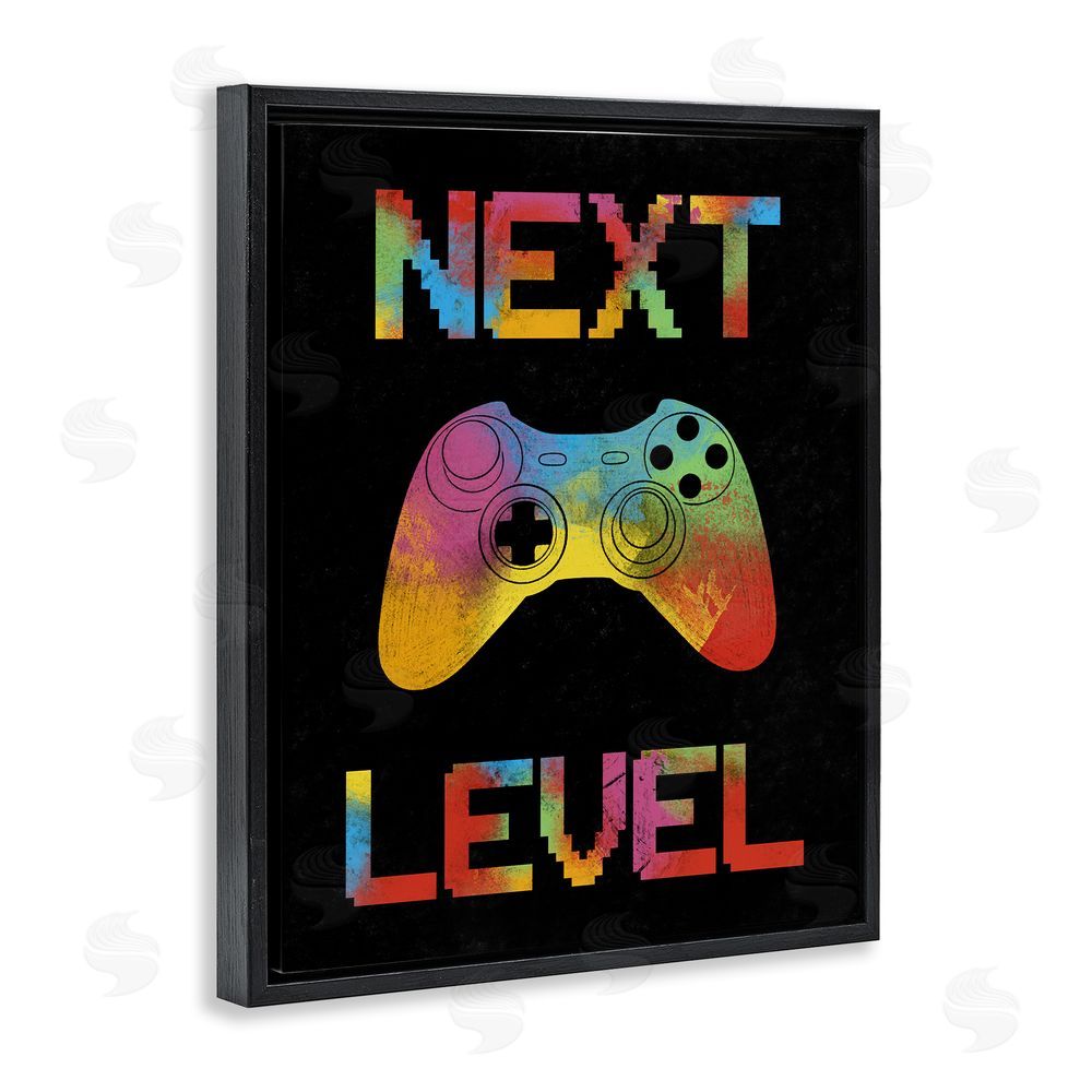 Marcus Prime Next Level Rainbow Splatter Black Floating Frame Canvas Wall Art Print