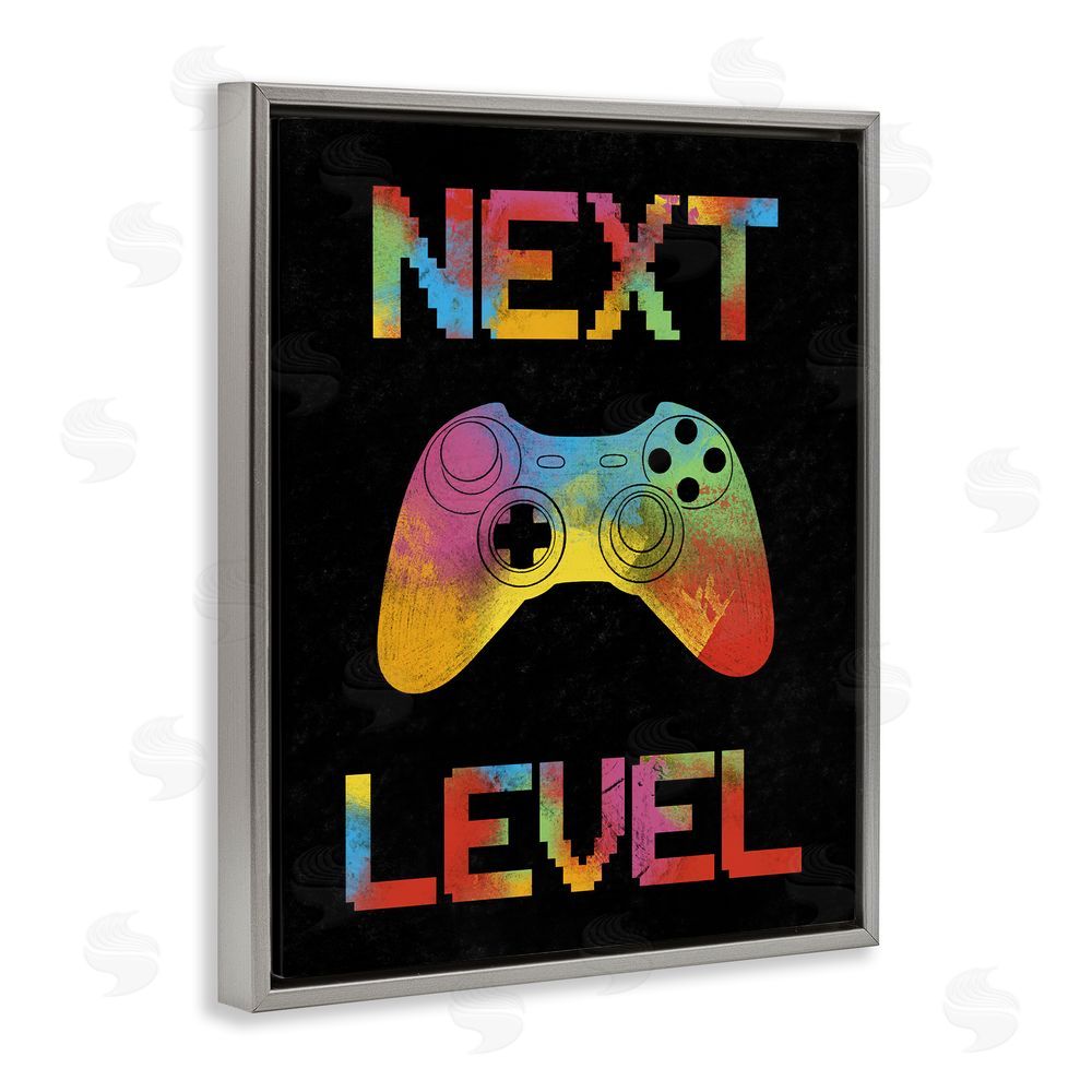 Marcus Prime Next Level Rainbow Splatter Gray Floating Frame Canvas Wall Art Print