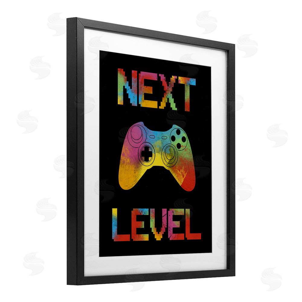 Marcus Prime Next Level Rainbow Splatter Black Framed Print Under Glass with White Mat Wall Art