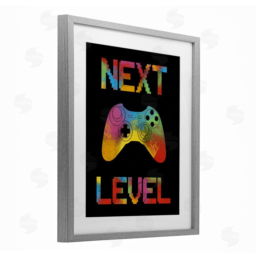 Marcus Prime Next Level Rainbow Splatter Gray Framed Print Under Glass with White Mat Wall Art