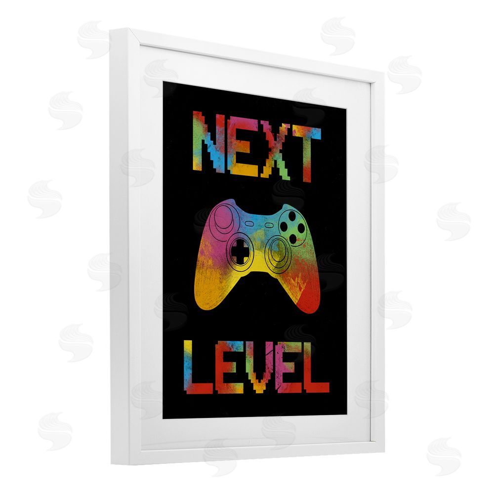Marcus Prime Next Level Rainbow Splatter White Framed Print Under Glass with Mat Wall Art