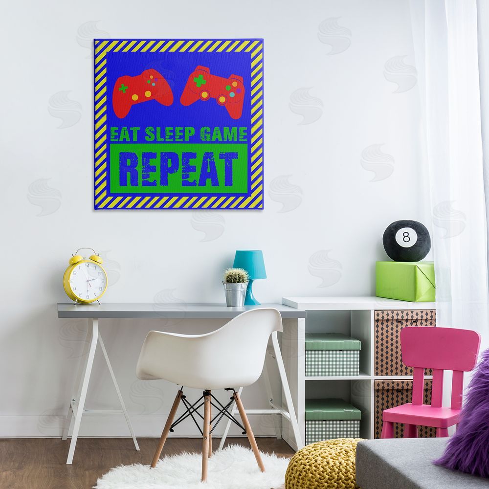 Marcus Prime Vibrant Eat Sleep Game Repeat Canvas Art on Wall