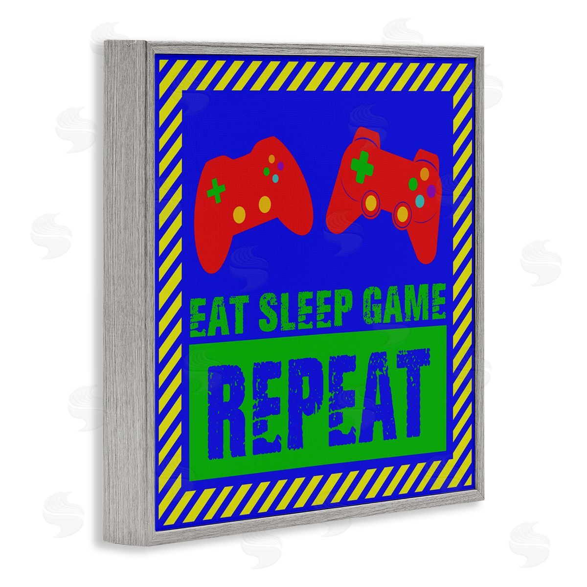 Marcus Prime Vibrant Eat Sleep Game Repeat Gray Framed Giclee Wall Art Print