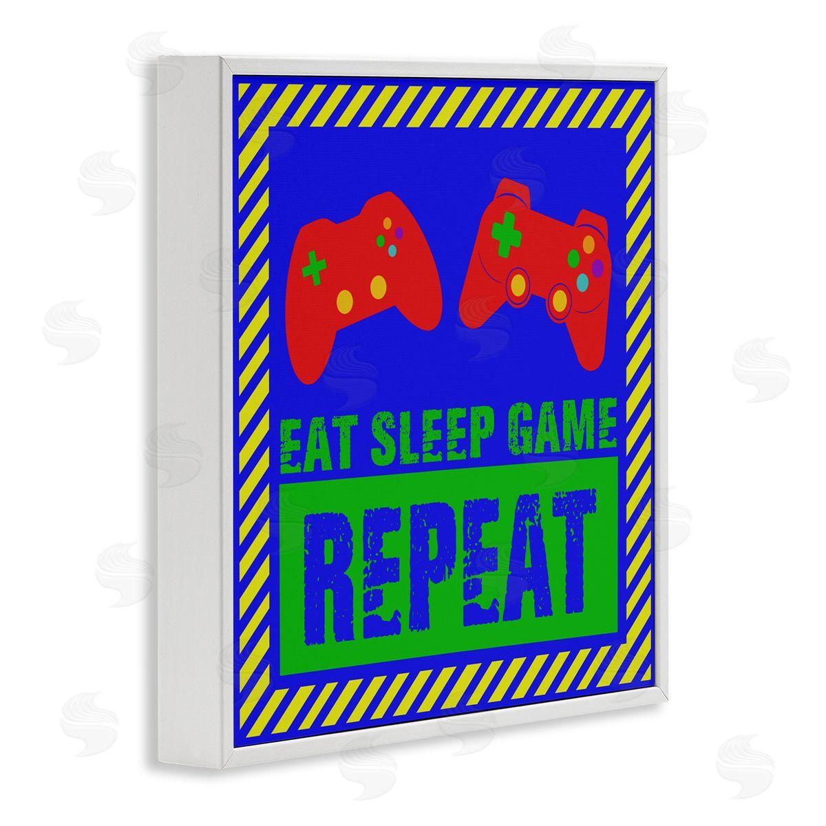 Marcus Prime Vibrant Eat Sleep Game Repeat White Framed Giclee Wall Art Print