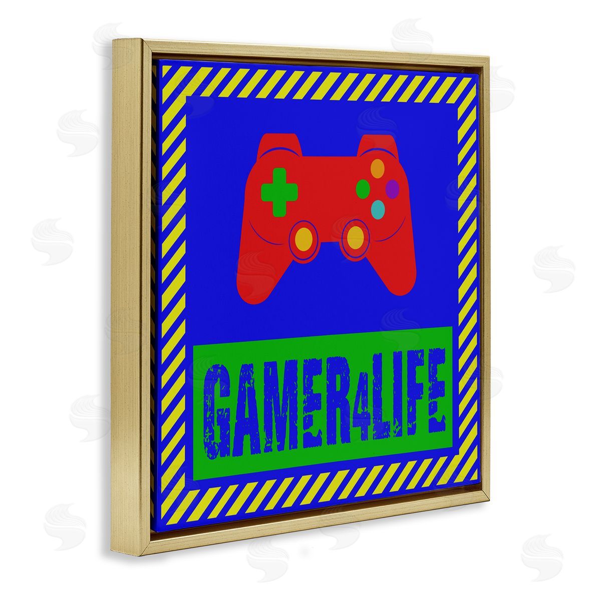 Marcus Prime Gamer 4 Life  Gold Floating Frame Canvas Wall Art Print