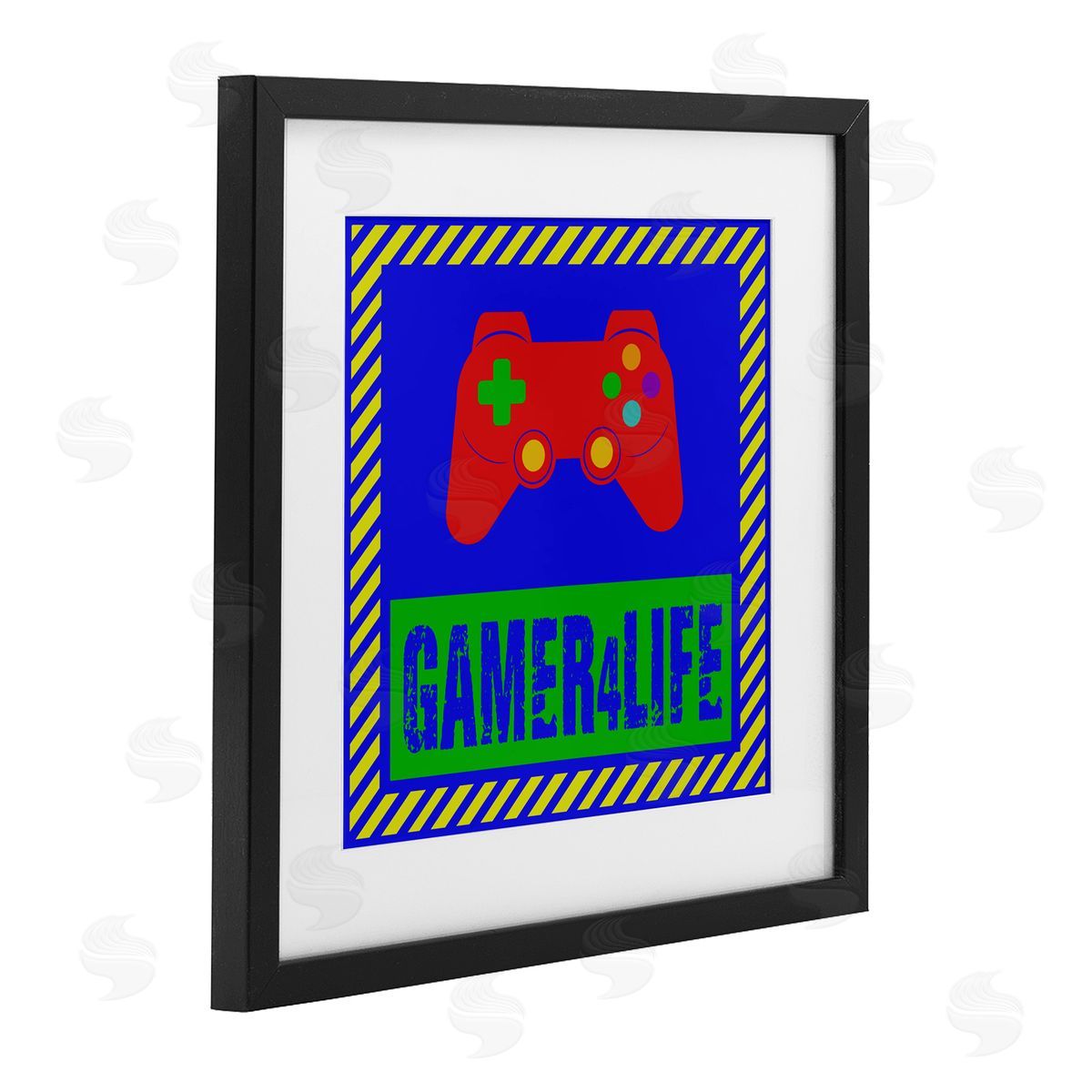 Marcus Prime Gamer 4 Life  Black Framed Print Under Glass with White Mat Wall Art