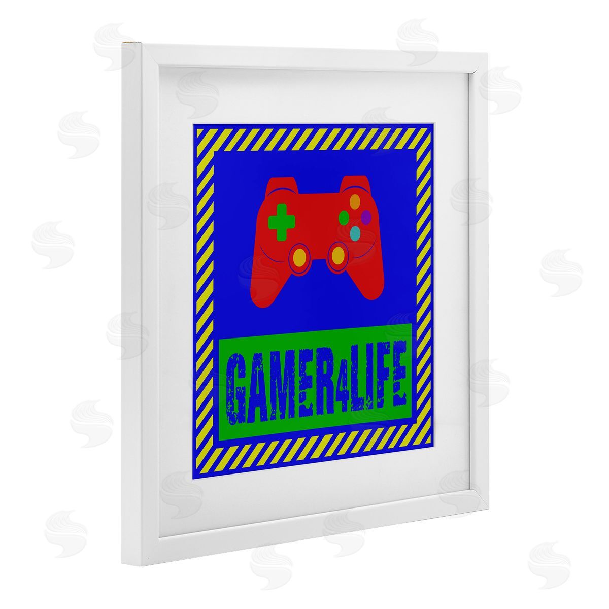 Marcus Prime Gamer 4 Life  White Framed Print Under Glass with Mat Wall Art