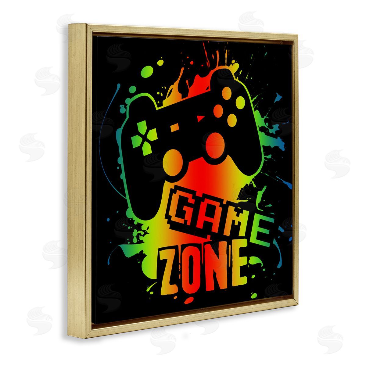 Marcus Prime Gradient Gaming Zone Gold Floating Frame Canvas Wall Art Print