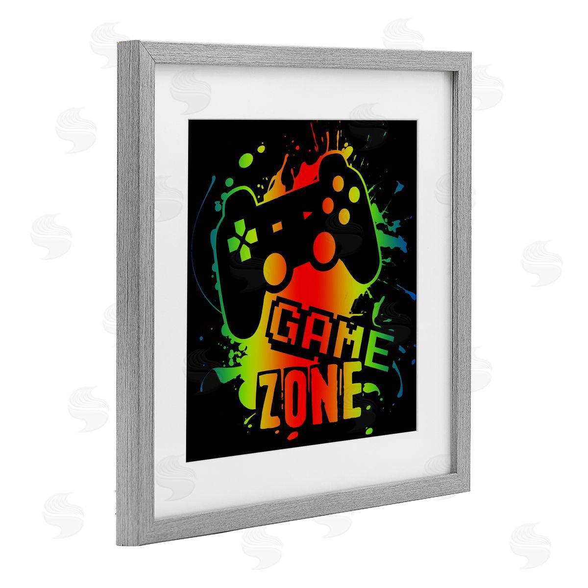 Marcus Prime Gradient Gaming Zone Gray Framed Print Under Glass with White Mat Wall Art