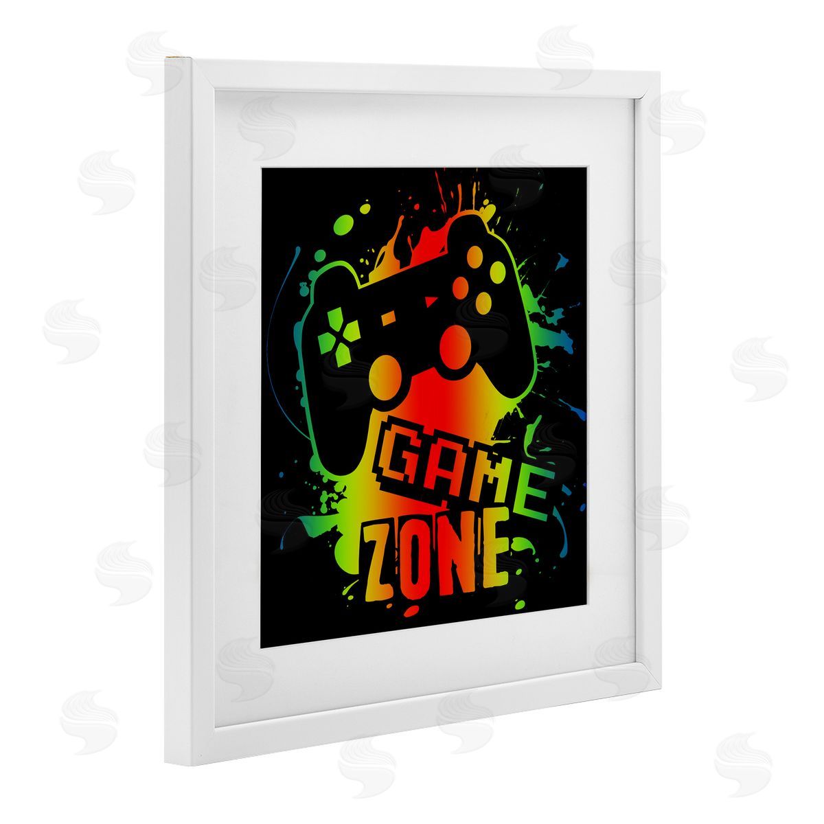 Marcus Prime Gradient Gaming Zone White Framed Print Under Glass with Mat Wall Art