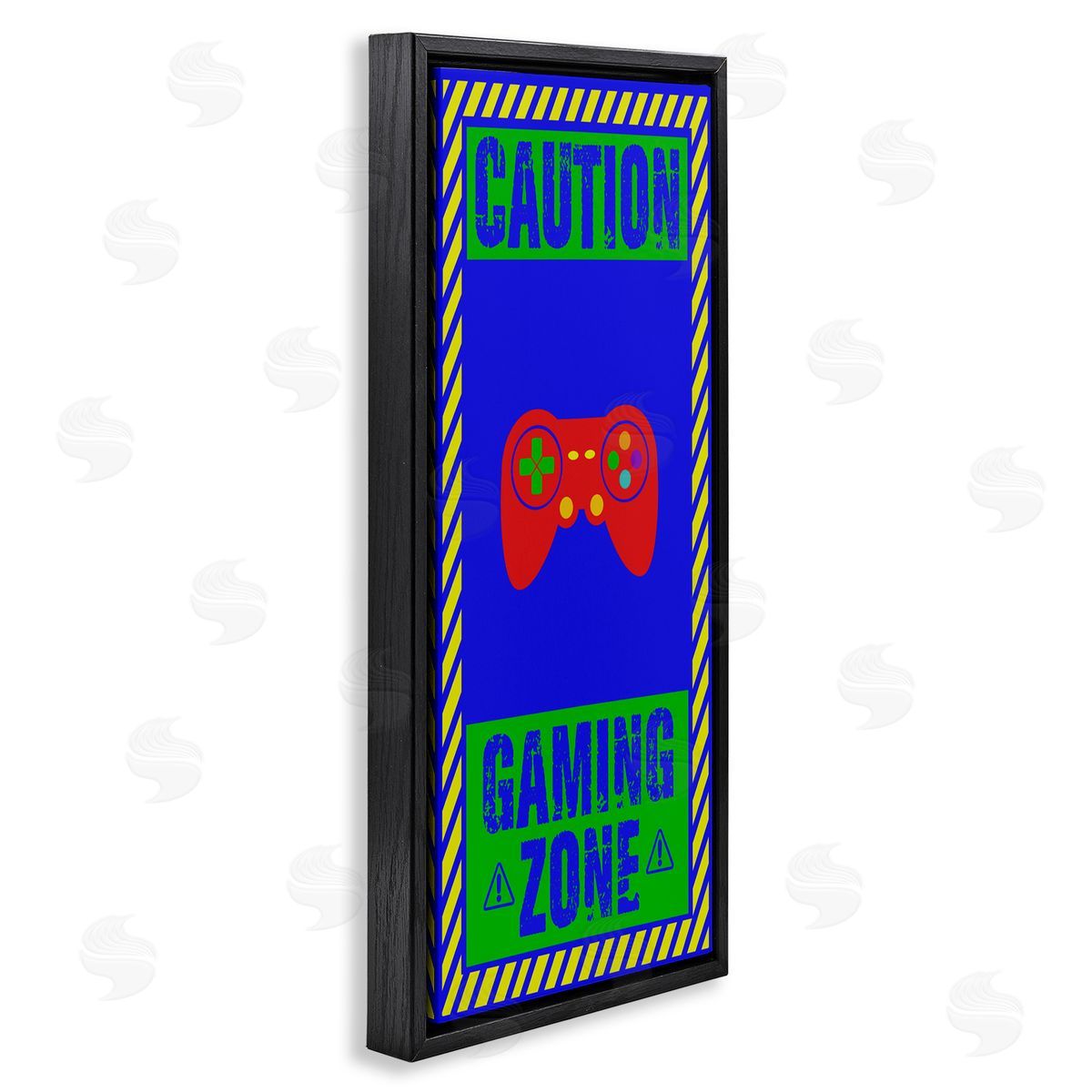 Marcus Prime Vibrant Caution Gaming Zone Black Floating Frame Canvas Wall Art Print