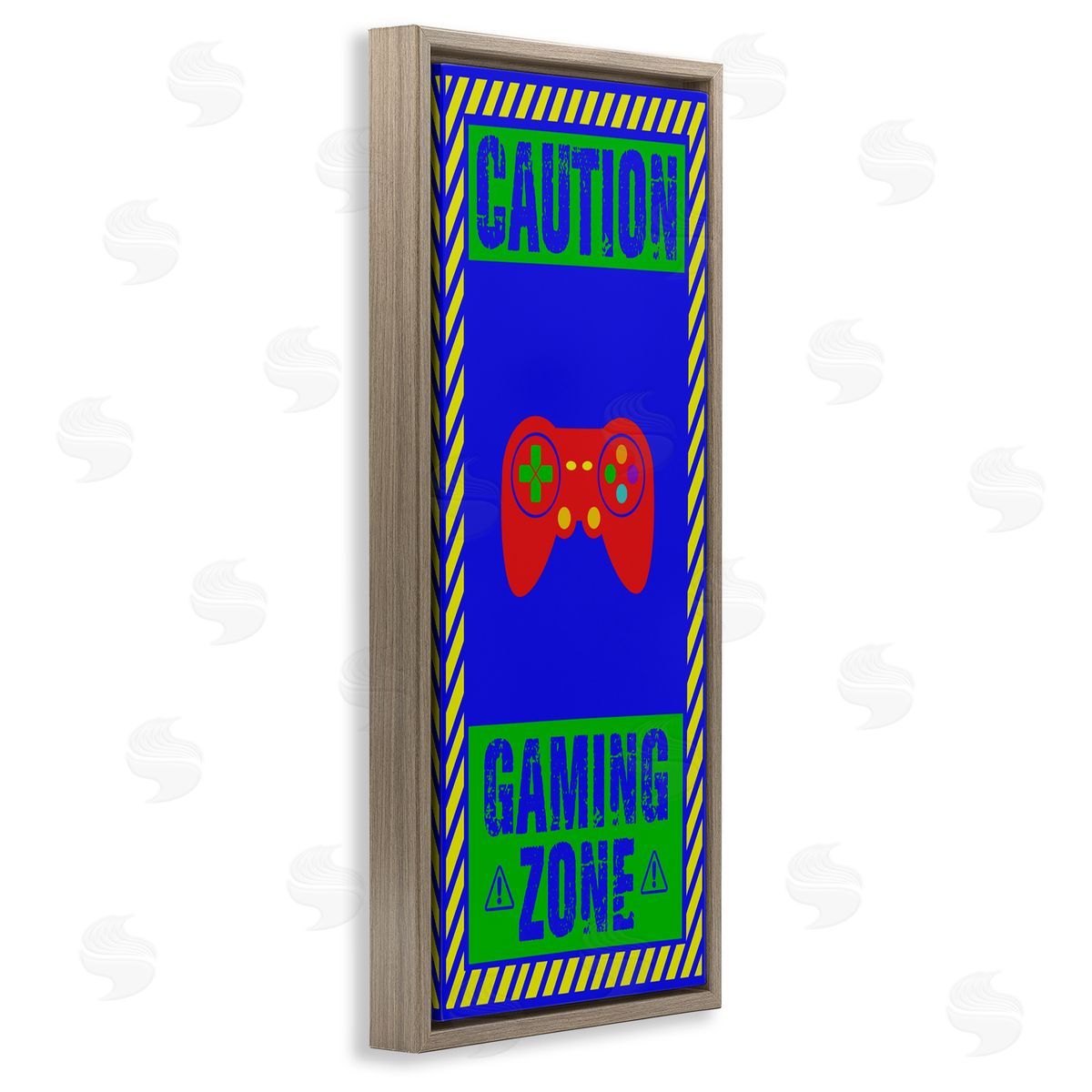 Marcus Prime Vibrant Caution Gaming Zone Brown Floating Frame Canvas Wall Art Print