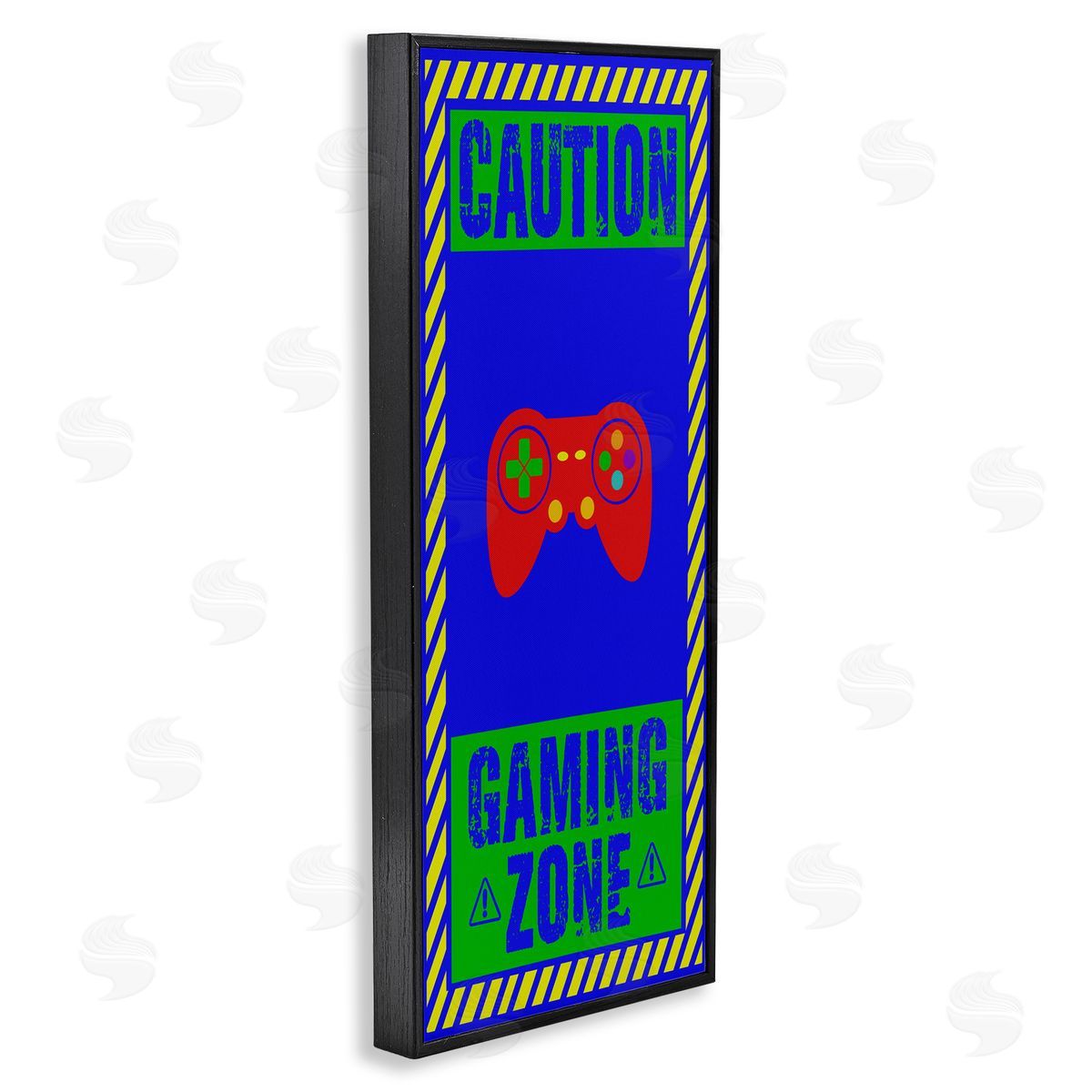 Marcus Prime Vibrant Caution Gaming Zone Black Framed Giclee Wall Art Print