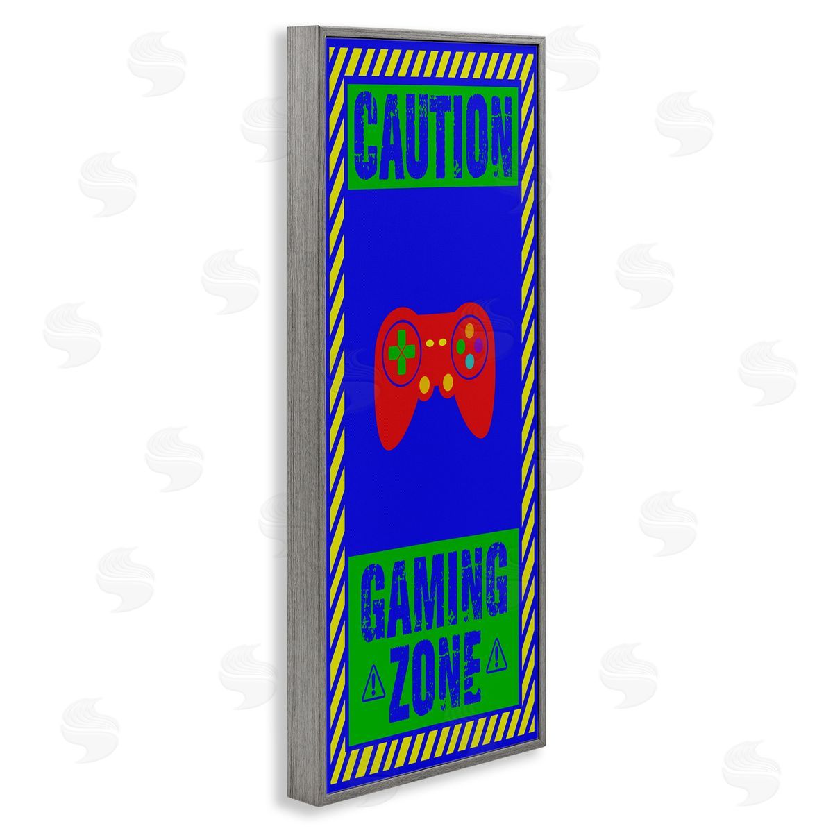 Marcus Prime Vibrant Caution Gaming Zone Gray Framed Giclee Wall Art Print