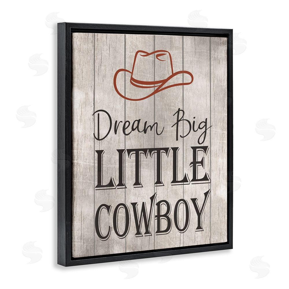 Christine Simpson Art Dream Big Little Cowboy Black Floating Frame Canvas Wall Art Print