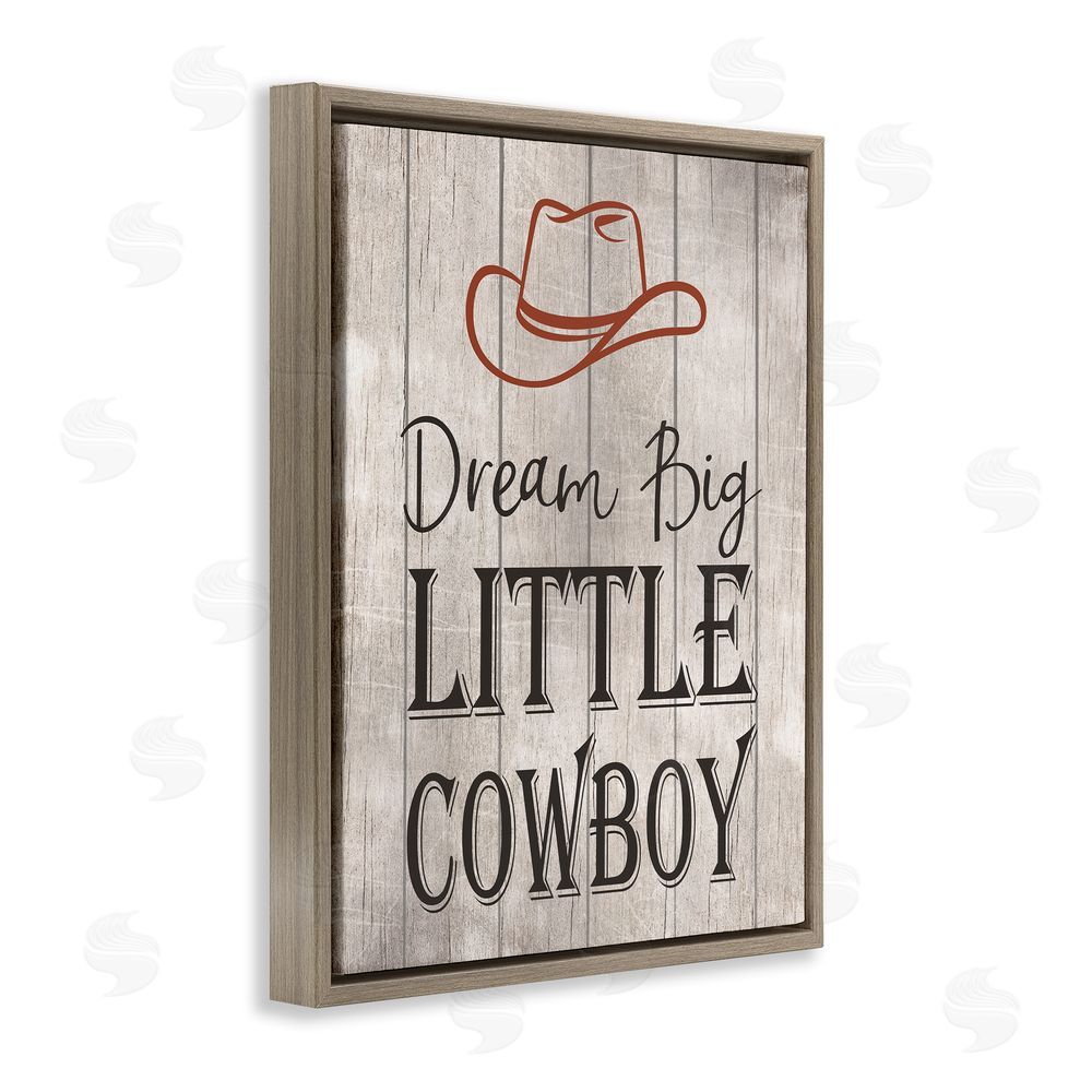 Christine Simpson Art Dream Big Little Cowboy Brown Floating Frame Canvas Wall Art Print