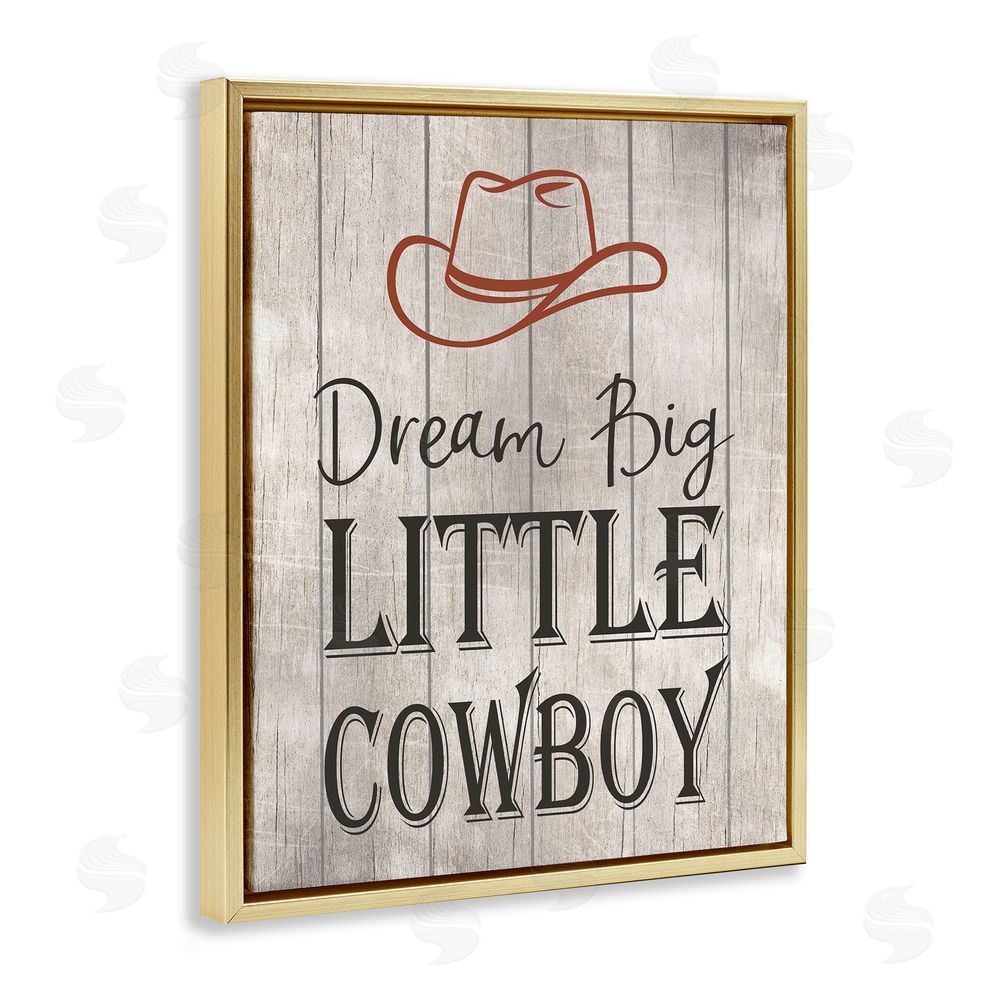 Christine Simpson Art Dream Big Little Cowboy Gold Floating Frame Canvas Wall Art Print