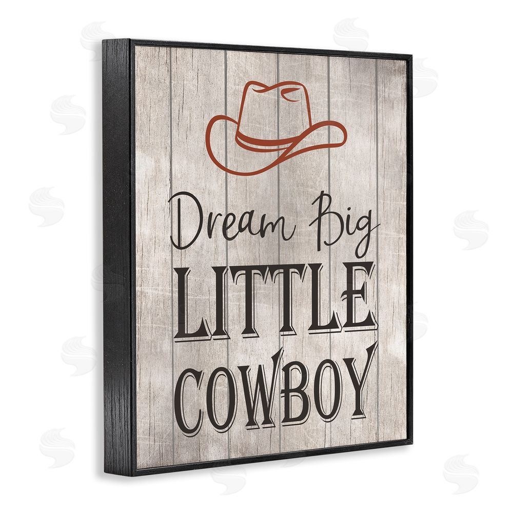 Christine Simpson Art Dream Big Little Cowboy Black Framed Giclee Wall Art Print