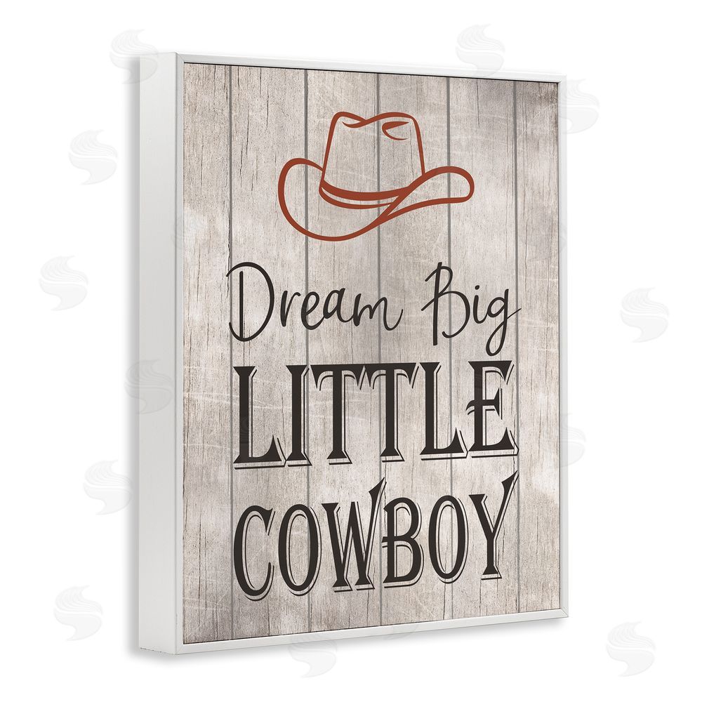 Christine Simpson Art Dream Big Little Cowboy White Framed Giclee Wall Art Print
