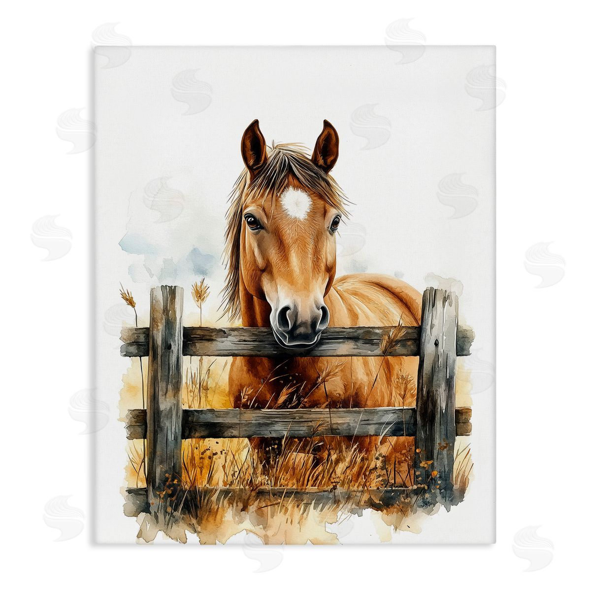 Christine Simpson Art Cowboy's Horse & Fence Canvas Wall Art Print