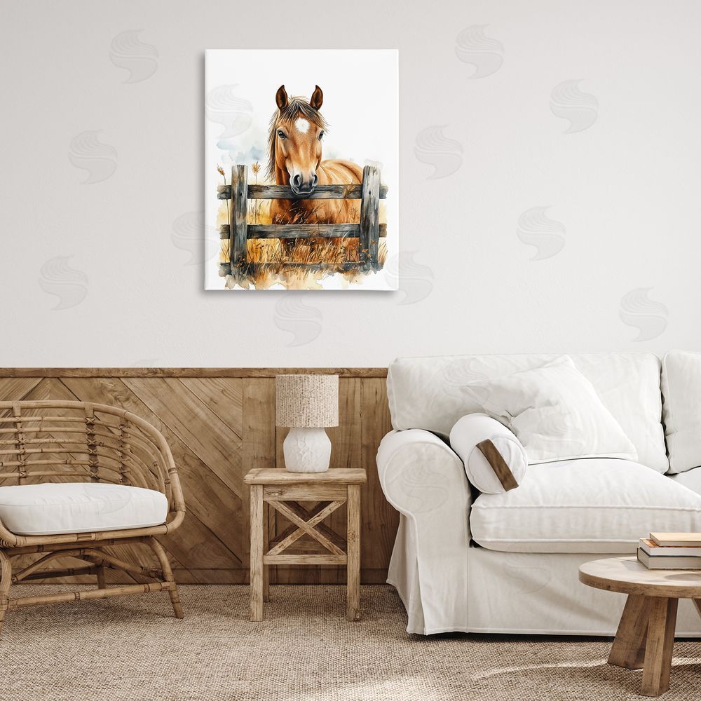 Christine Simpson Art Cowboy's Horse & Fence Canvas Art on Wall