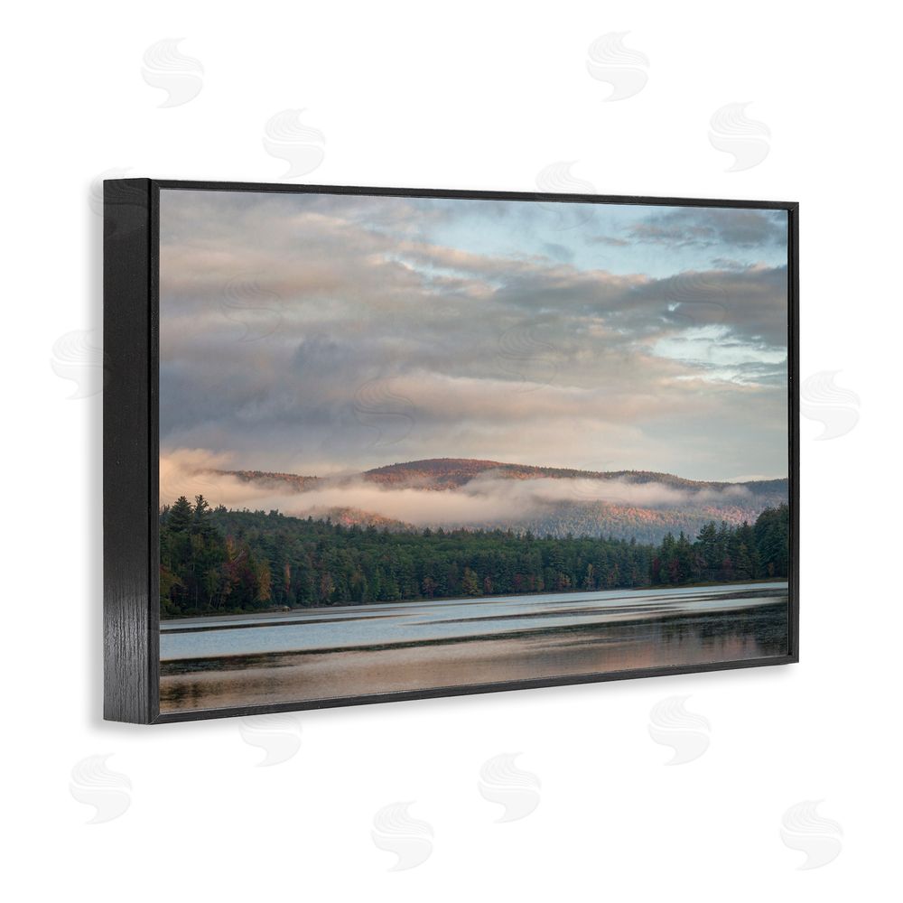 James Rodewald Mountain View with Fog Black Framed Giclee Wall Art Print