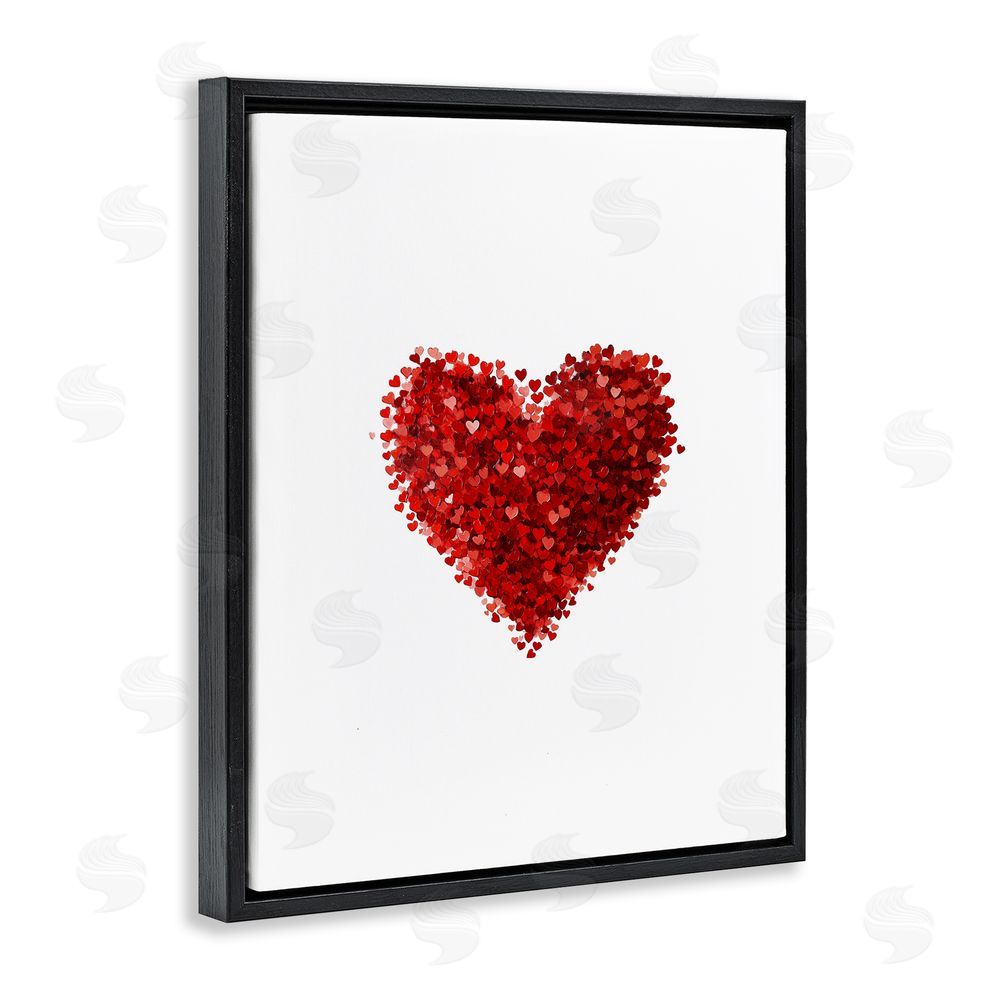 Christine Simpson Art Cluster of Hearts Shape Black Floating Frame Canvas Wall Art Print