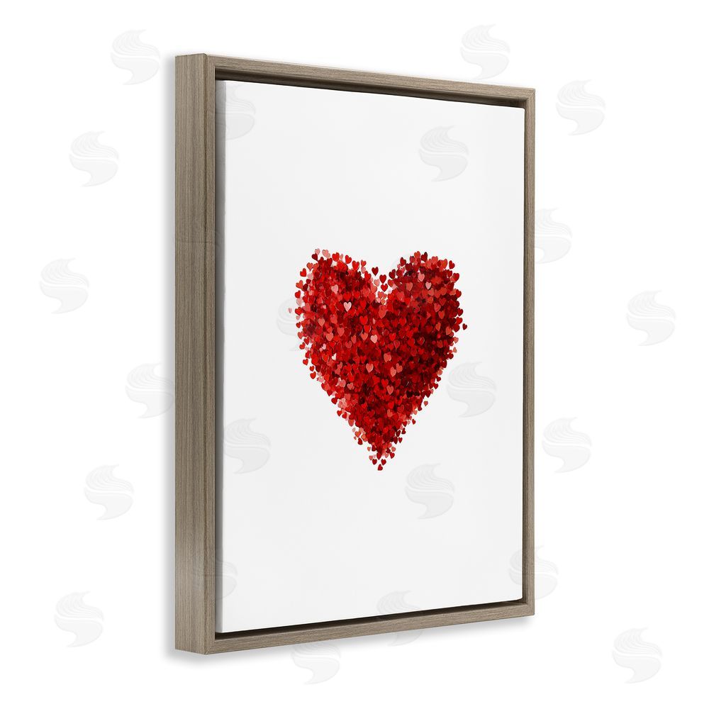 Christine Simpson Art Cluster of Hearts Shape Brown Floating Frame Canvas Wall Art Print