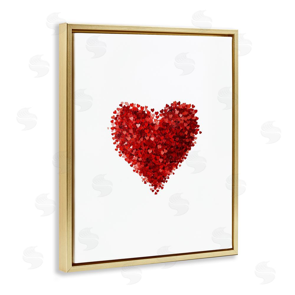 Christine Simpson Art Cluster of Hearts Shape Gold Floating Frame Canvas Wall Art Print