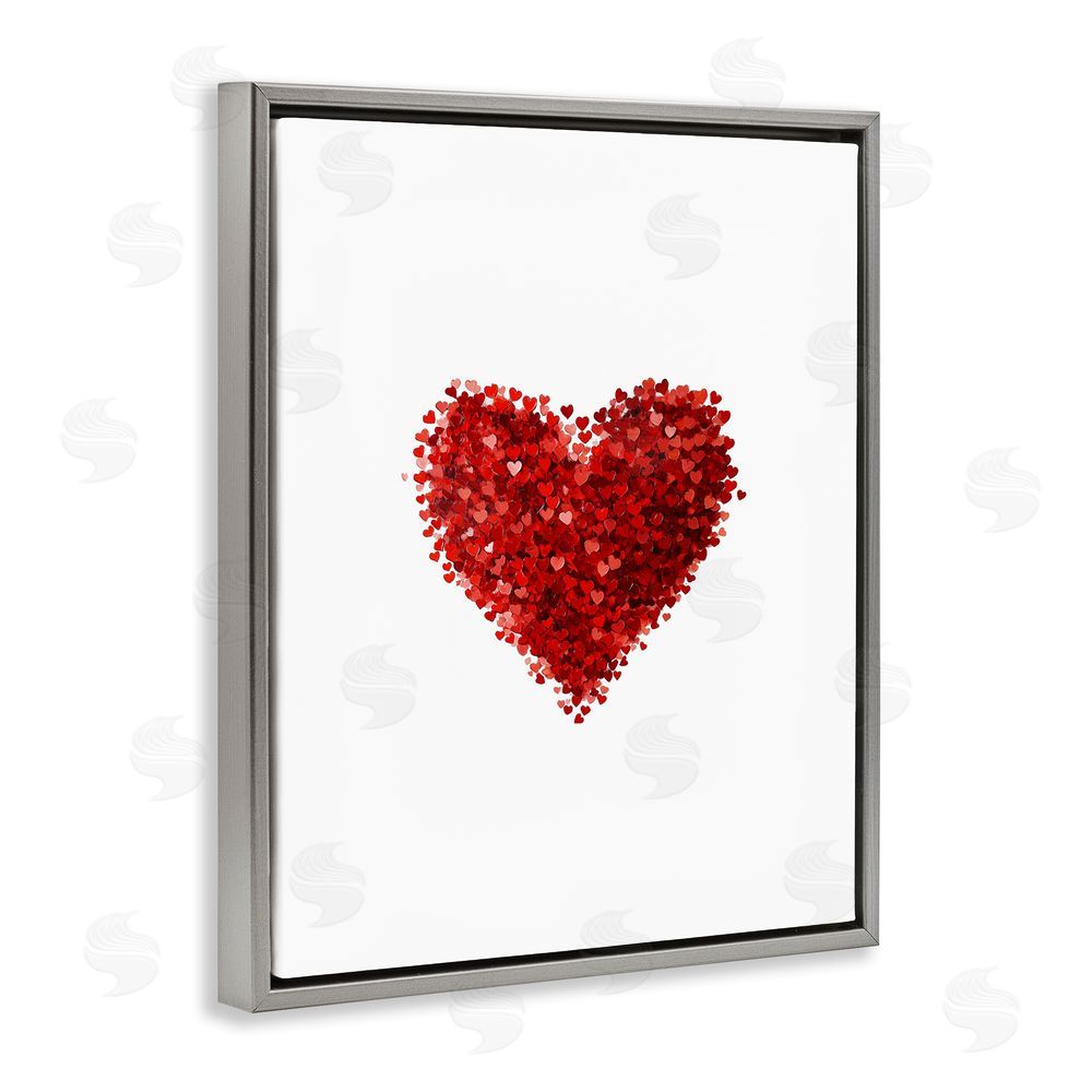 Christine Simpson Art Cluster of Hearts Shape Gray Floating Frame Canvas Wall Art Print