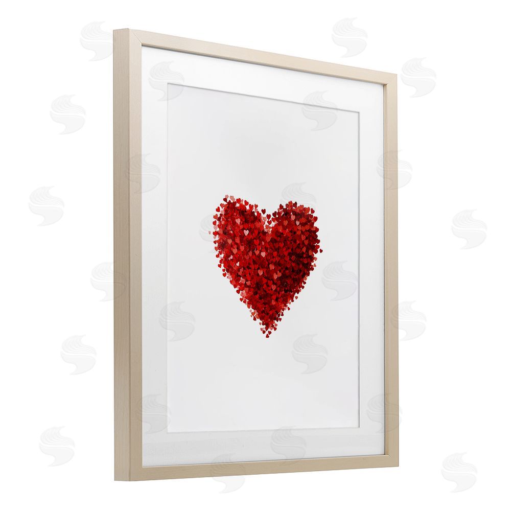 Christine Simpson Art Cluster of Hearts Shape Birch Framed Print Under Glass with White Mat Wall Art