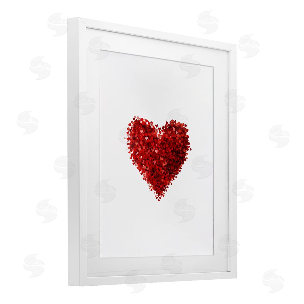 Christine Simpson Art Cluster of Hearts Shape White Framed Print Under Glass with Mat Wall Art
