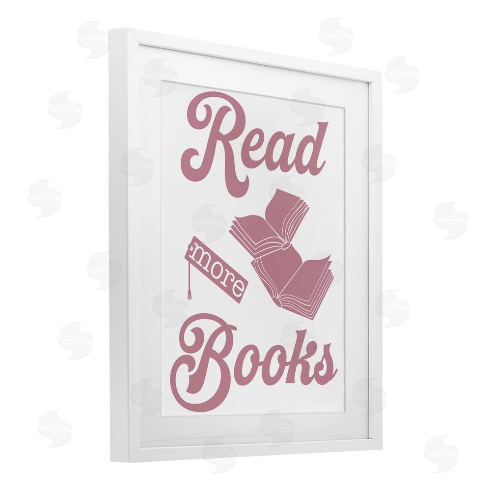Marcus Prime Read More Books Pink White Framed Print Under Glass with Mat Wall Art