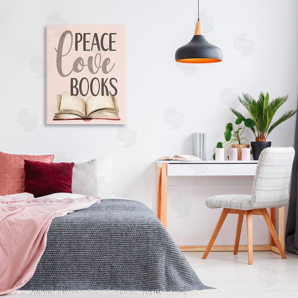 Kim Allen Peace Love Books Canvas Art on Wall