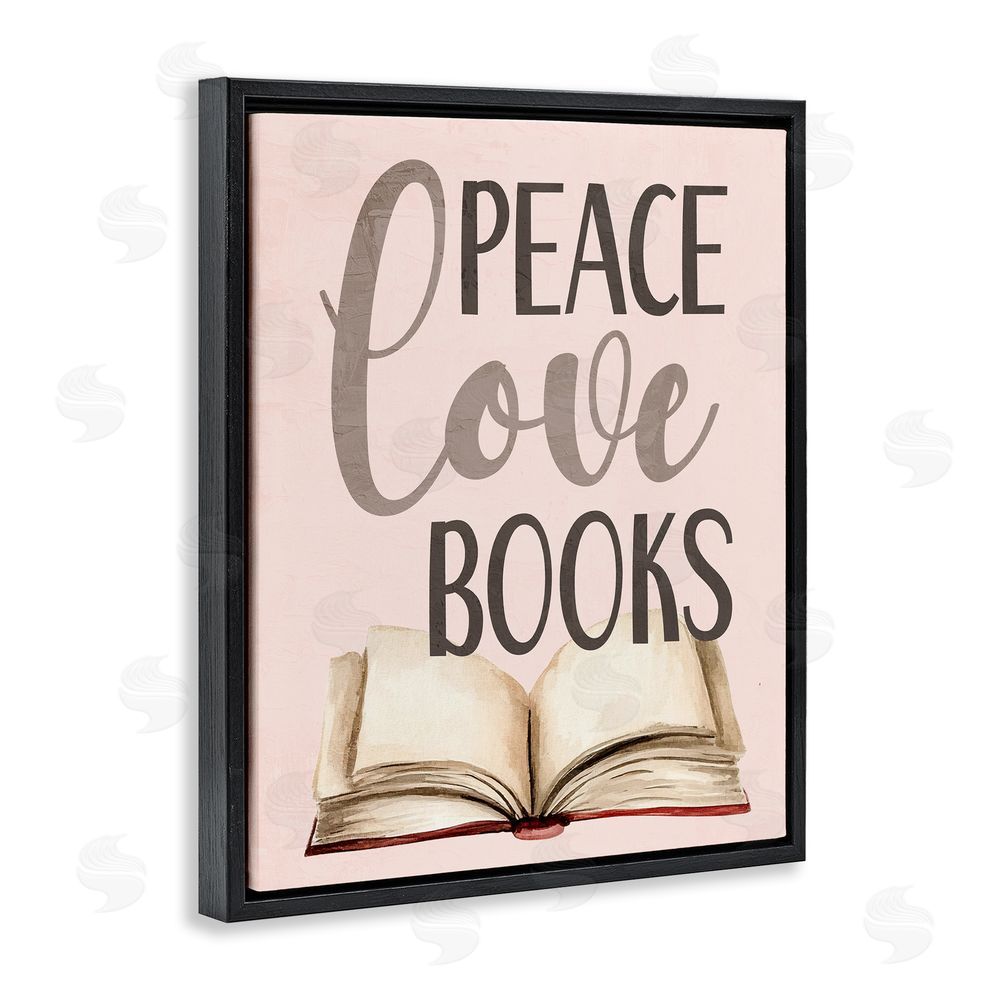 Kim Allen Peace Love Books Black Floating Frame Canvas Wall Art Print