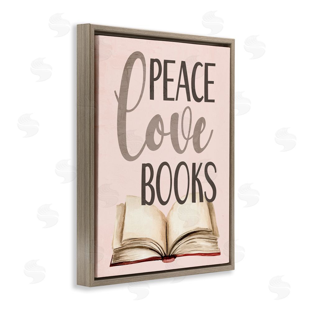 Kim Allen Peace Love Books Brown Floating Frame Canvas Wall Art Print