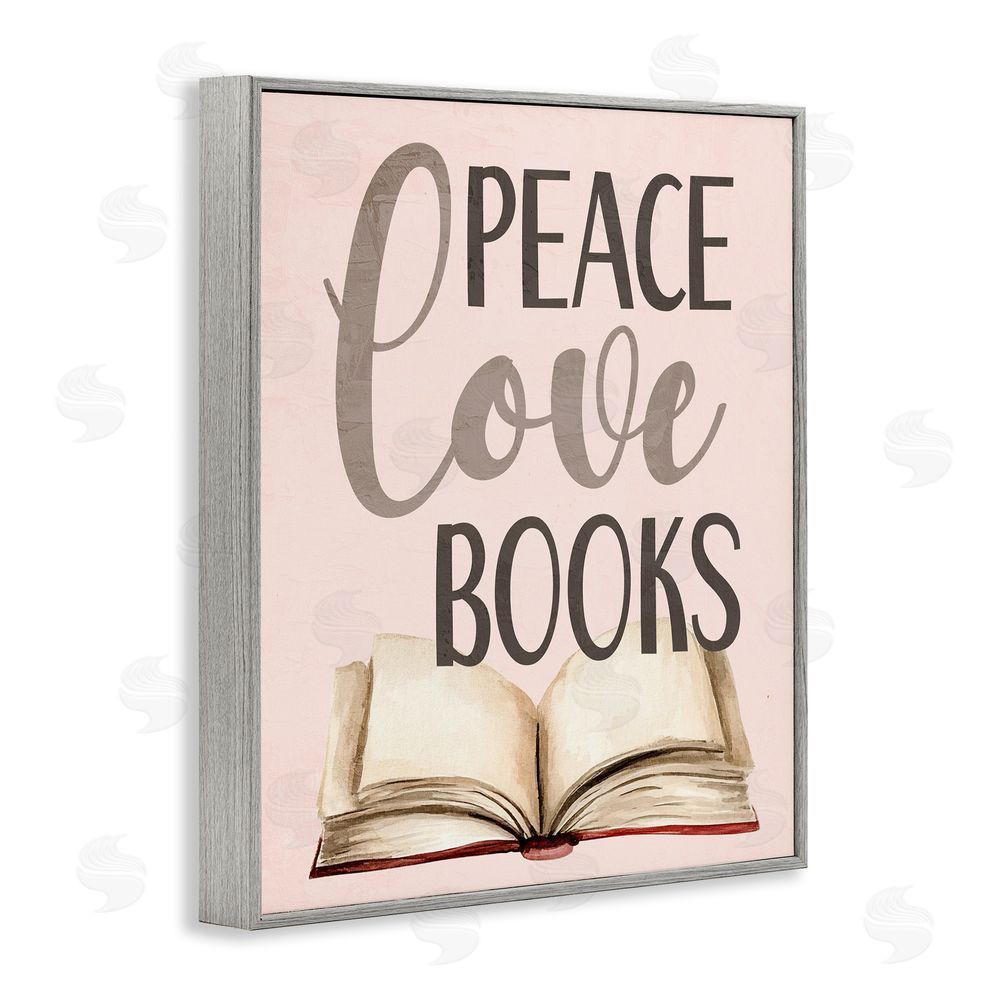 Kim Allen Peace Love Books Gray Framed Giclee Wall Art Print