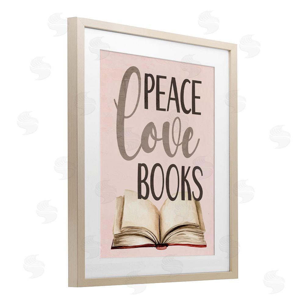 Kim Allen Peace Love Books Birch Framed Print Under Glass with White Mat Wall Art
