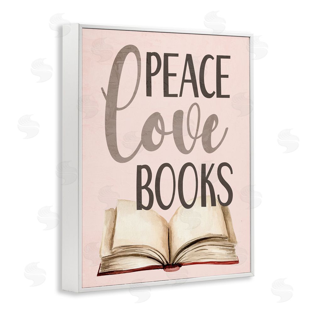 Kim Allen Peace Love Books White Framed Giclee Wall Art Print