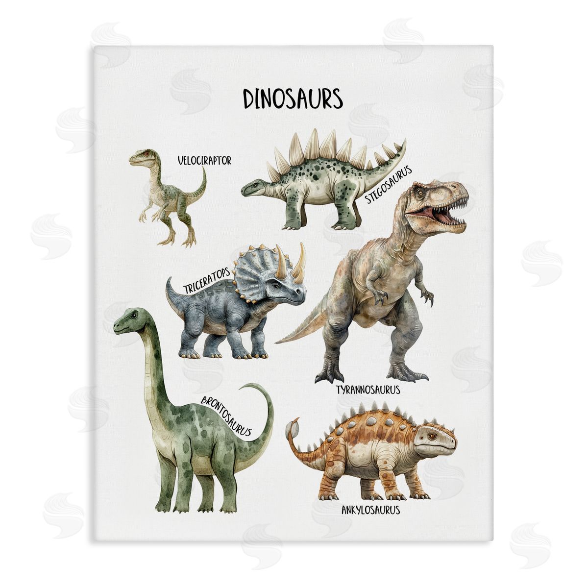 Christine Simpson Art Educational Meet The Dinosaurs Canvas Wall Art Print
