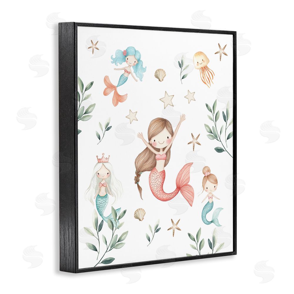 Christine Simpson Art Underwater Mermaids Adventures Black Framed Giclee Wall Art Print