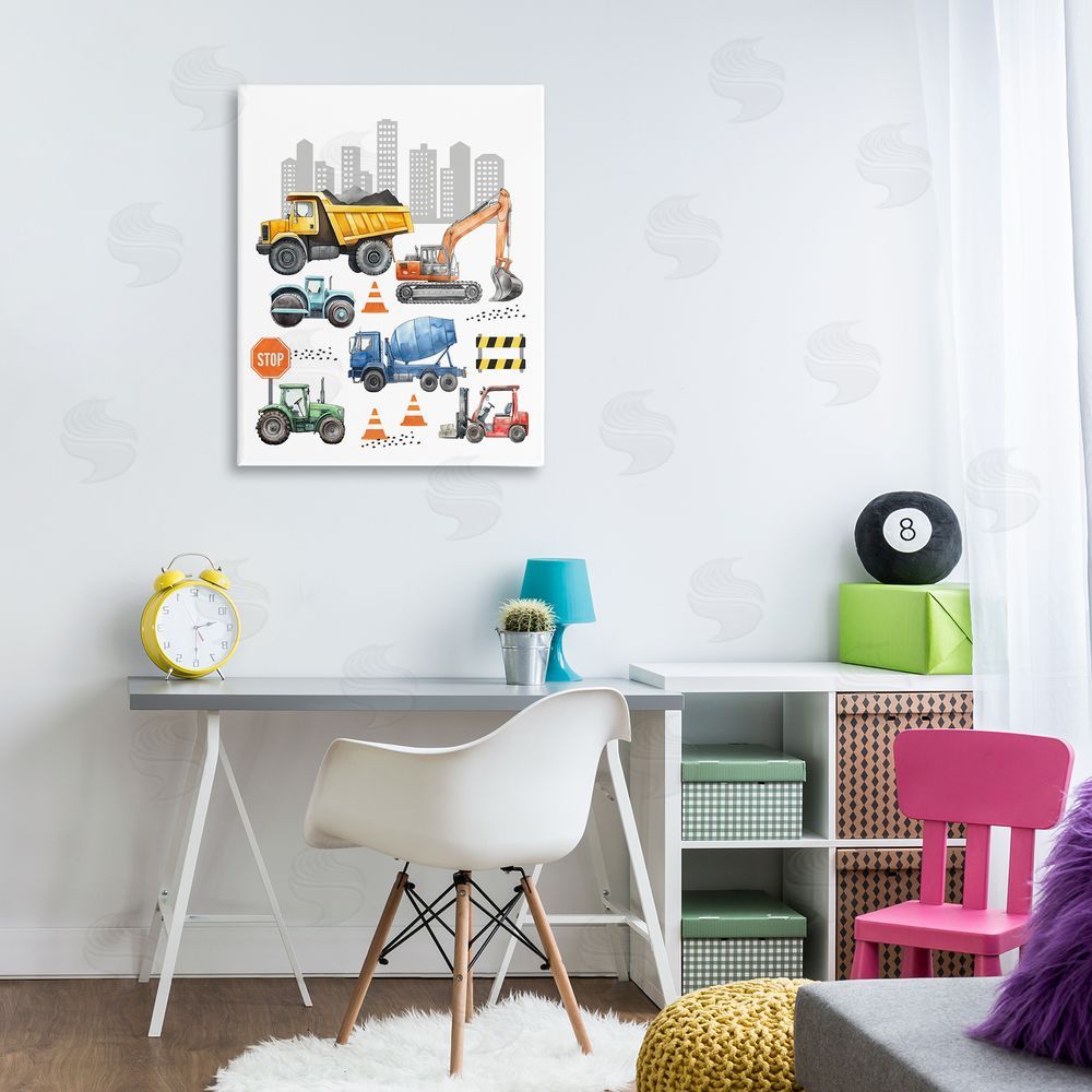 Christine Simpson Art Keep Moving Construction Vehicles Canvas Art on Wall