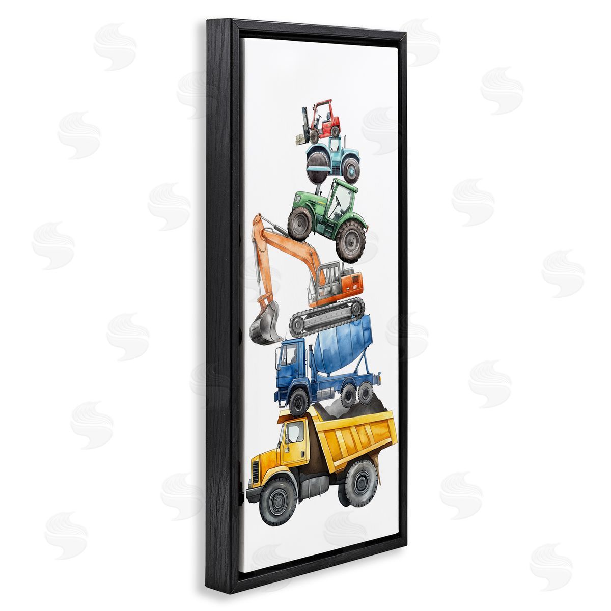 Christine Simpson Art Keep Moving Construction Stack Black Floating Frame Canvas Wall Art Print