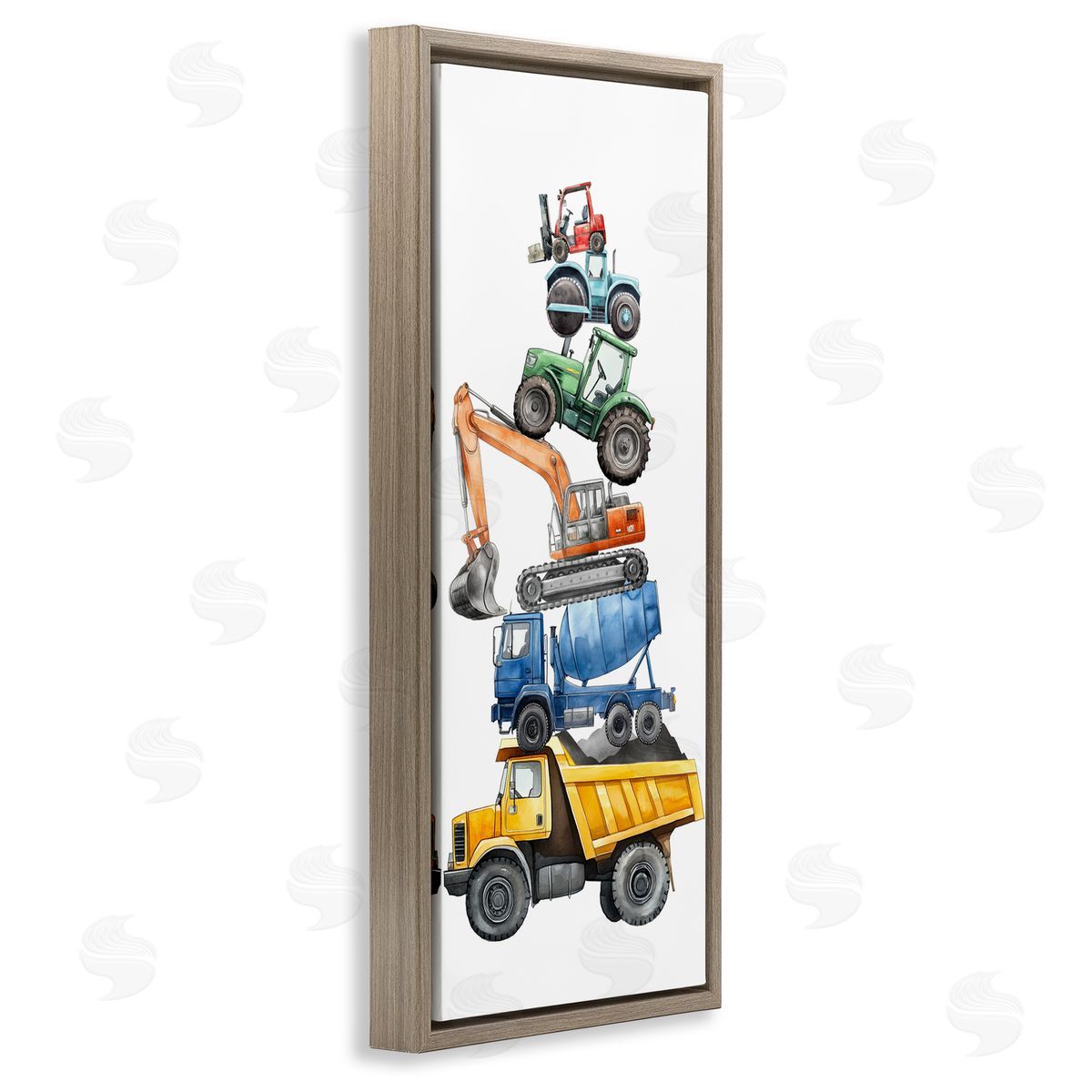 Christine Simpson Art Keep Moving Construction Stack Brown Floating Frame Canvas Wall Art Print