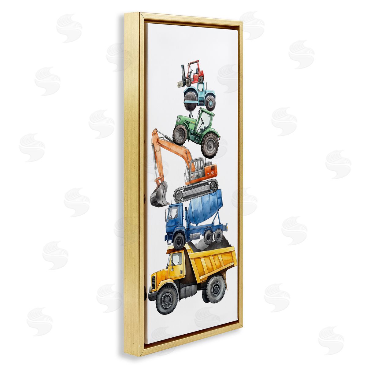 Christine Simpson Art Keep Moving Construction Stack Gold Floating Frame Canvas Wall Art Print